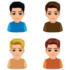 Fototapeta premium Set of boy portraits with different colored eyes and hair