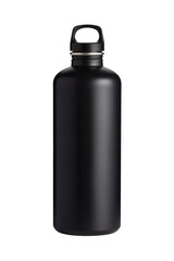 Sleek black reusable water bottle, perfect for gym, travel, and active lifestyles, keeping drinks cold.