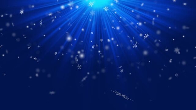 Holiday Christmas Snowflake Animation with Blue Snowfall Background