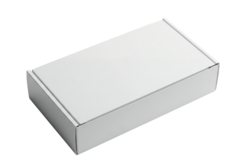 Clean white rectangular cardboard mailing or product box for packaging designs