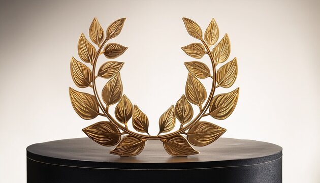 Golden Laurel Wreath On Podium