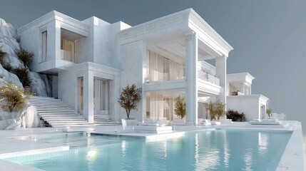 a modern house with a pool