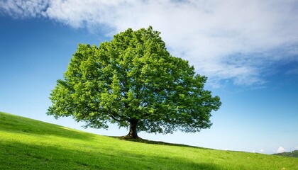 Fototapeta premium Lush Green Tree On A Grassy Knoll