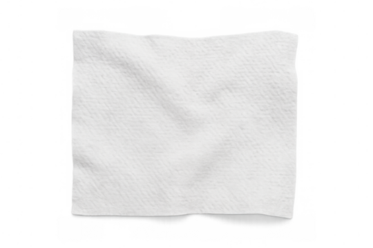 White paper towel or napkin with absorbency texture, ideal for cleaning, hygiene, and daily use, on transparent background