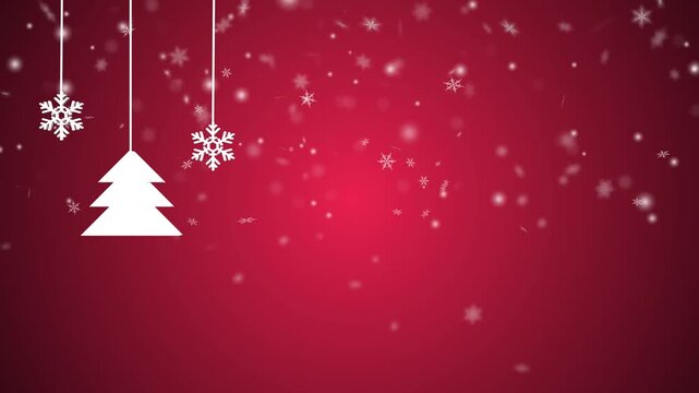 Holiday Christmas Snowflake Animation with Red Snowfall Background