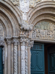 Obraz premium Santiago de Compostela Cathedral South Facade tympanum and portal columns detail