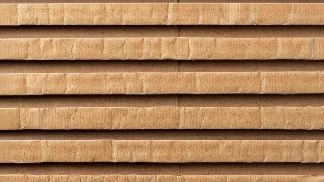 Textured Cardboard: A close-up shot revealing the raw, industrial texture of corrugated cardboard, emphasizing its geometric structure and the warm, earthy tones.