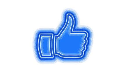 Obraz premium Vector illustration of a vibrant blue thumbs up symbol with a glowing outline effect on a plain surface