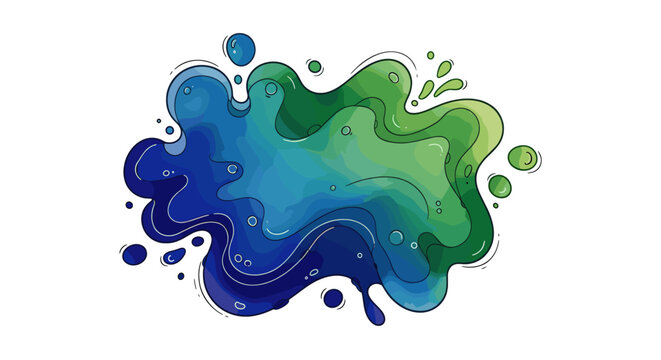 Vector  illustration of a vibrant watercolor splash with shades of blue and green blending together nicely