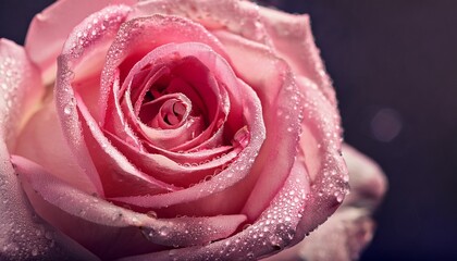 Pink Rose Close Up With Dew Drops
