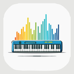 Obraz premium Colorful Digital Synthesizer with Sound Wave Representation