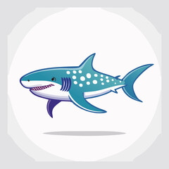Obraz premium Cartoon Illustration of a Spotted, Blue Shark Swimming