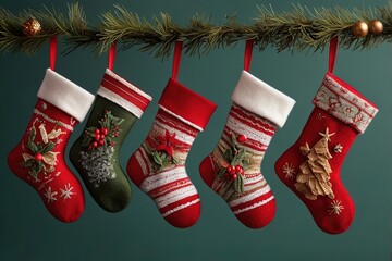 festive display of five miniature christmas