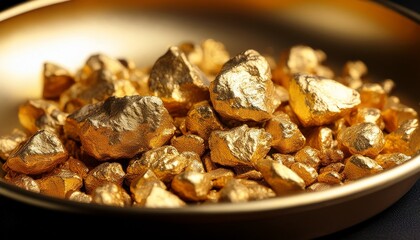 Close Up Of Gold Nuggets In A Gold Pan