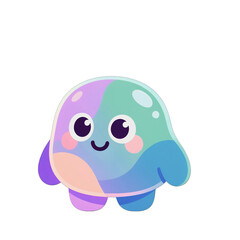 Obraz premium Cute Kawaii Pastel Slime Character with Gradient Colors and Happy Smile