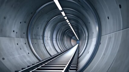 Tunnel Vision: A futuristic railway tunnel, its steel tracks stretching into the unknown, while bright lights guide the way. It evokes a sense of journey and technological marvel.