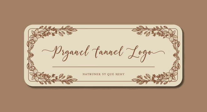 Elegant Organic Label Logo with Floral Border and Calligraphy.