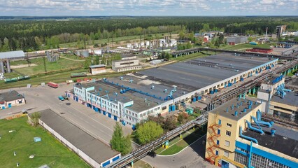 The building of a large industrial enterprise in Europe. A huge factory, industrial zone. The territory of a plant, enterprise.