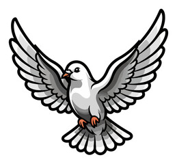 Flying White Dove Symbol of Peace and Holy Spirit. Christian Religious Vector Bird Illustration.