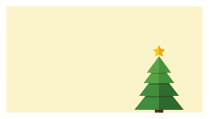 Minimalist Christmas Tree with a Star. Simple flat design holiday vector illustration with copy space.