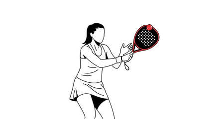 Woman Playing Paddle Tennis Action Silhouette with Ball and Racket in a Dynamic Pose
