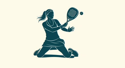 Silhouette of a Woman Playing Tennis with a Racquet and Ball, Capturing the Dynamic Movement of the Sport
