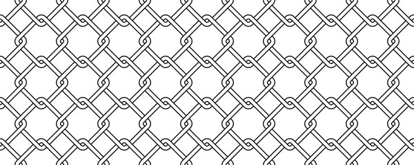 Seamless geometric interlocking diamond pattern in black and white line design
