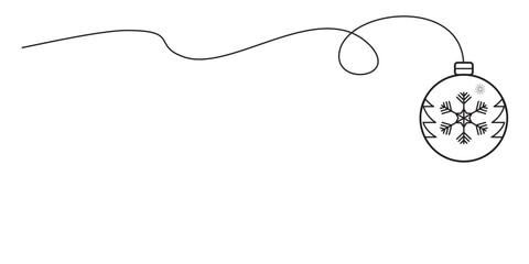 Christmas ball vector line art. Christmas ball with snowflakes