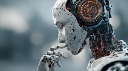 Highly Detailed Futuristic RoboHumanoid Close Up Portrait with Mechanical Features and Human-Like Facial Expressions for Advanced Artificial ligence Concepts