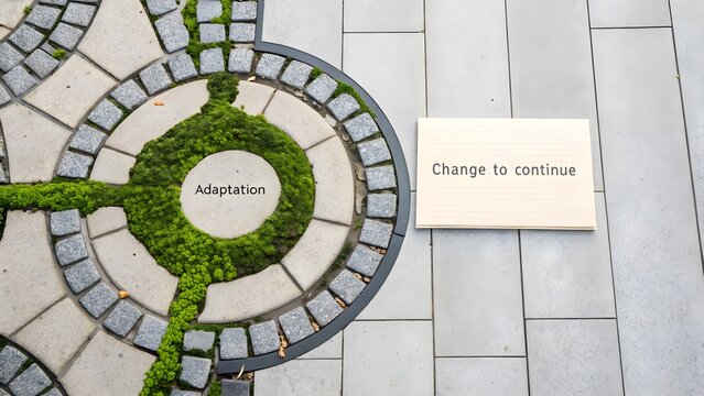 Stone circular path featuring Adaptation and Change in a top down view