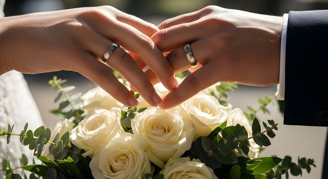 Anillos de boda y manos
