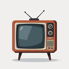 A vintage television set with a brown frame, two antennas, and wooden legs, presented against a plain background.