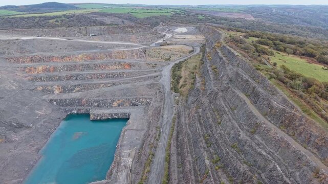 Aerial video at Cheddar Quarry, Somerset, UK
