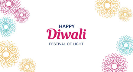 Happy diwali festival of light greeting card isolated on transparent background