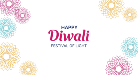 Happy diwali festival of light greeting card isolated on transparent background