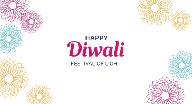 Happy diwali festival of light greeting card isolated on transparent background