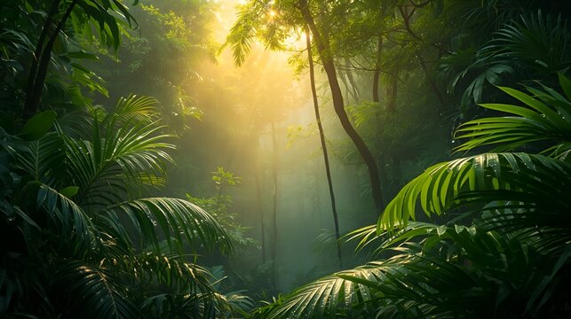 sunset in the jungle - Powered by Adobe