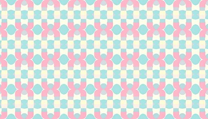 Pastel Pink and Blue Rounded Checker Seamless Pattern