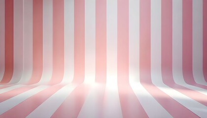A studio backdrop with vertical pink and white stripes curving from the wall to the floor.