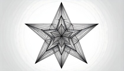 Intricate black and white geometric star design on a light gradient