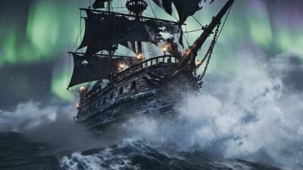 Arctic Phantom's Voyage A Ghost Ship Sails Under the Aurora Borealis
 - Powered by Adobe