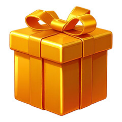Golden 3D gift box icon with a bow, perfect for game reward screens, bonus items, or festive app UI elements. Glossy and elegant 3D rendering