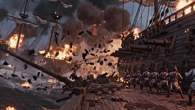 Broadside at Midnight: An Epic and Realistic Ship-of-the-Line Duel
