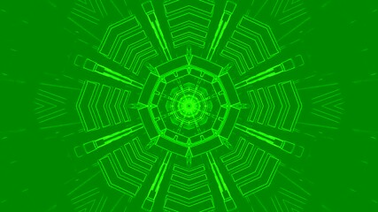 Vibrant green tunnel video loop creates an entrancing visual experience with seamless motion and intricate designs