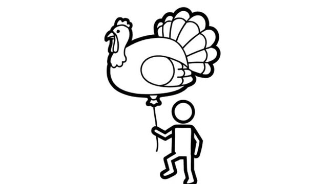 Turkey Balloon Parade: Simple Line Drawing Illustration