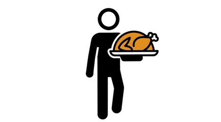 Thanksgiving Feast: Pictogram of Person Carrying Roasted Turkey