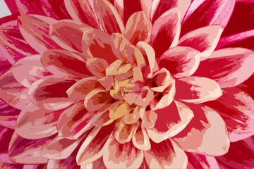 Obraz premium Closeup digital illustration of pink dahlia flower head 