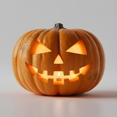 Eerie jack-o'-lantern with spooky glowing light perfect for Halloween promotions and seasonal designs