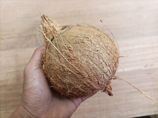 coconut on a wooden table