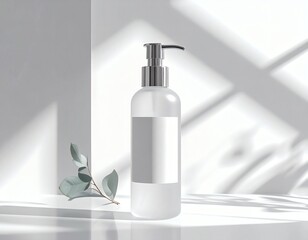 Obraz premium Frosted Pump Bottle in Soft Morning Light